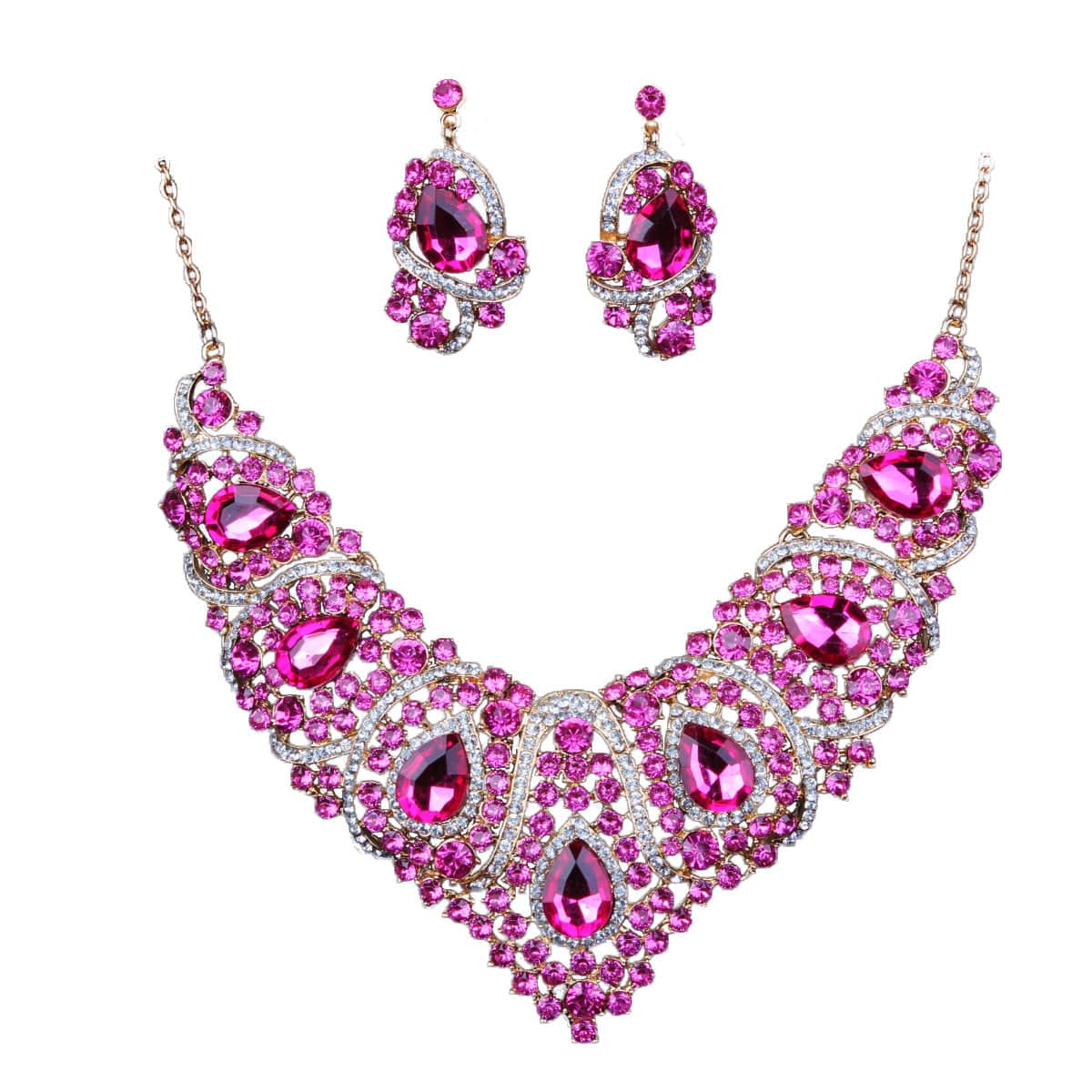 Colorful Bridal Necklace And Earring Set - Dazora Jewels - Dazora Jewels