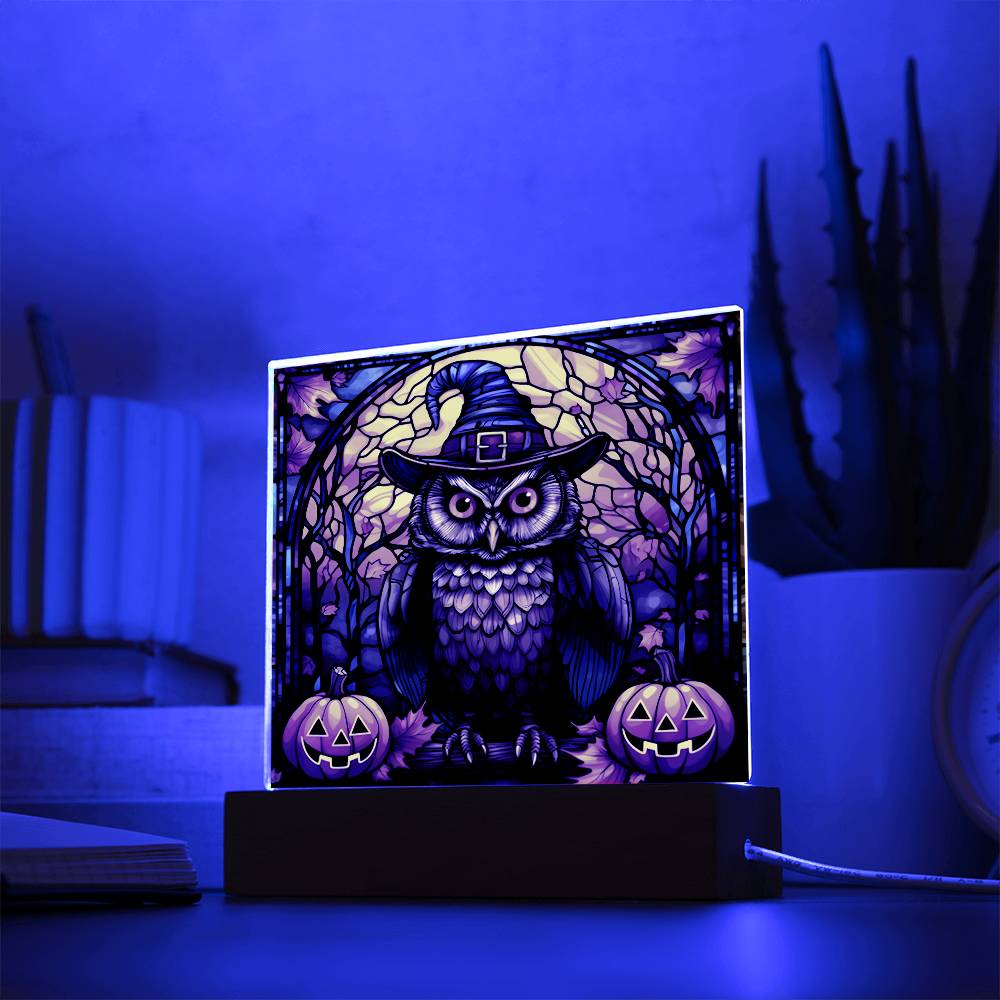Halloween Owl Stained Glass Acrylic - Dazora Jewels - Dazora Jewels