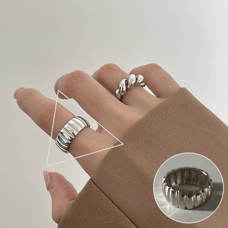 South Korea 925 Sterling Silver Open-end Personality Ring Female Ins Geometric - Dazora Jewels  - Dazora Jewels 