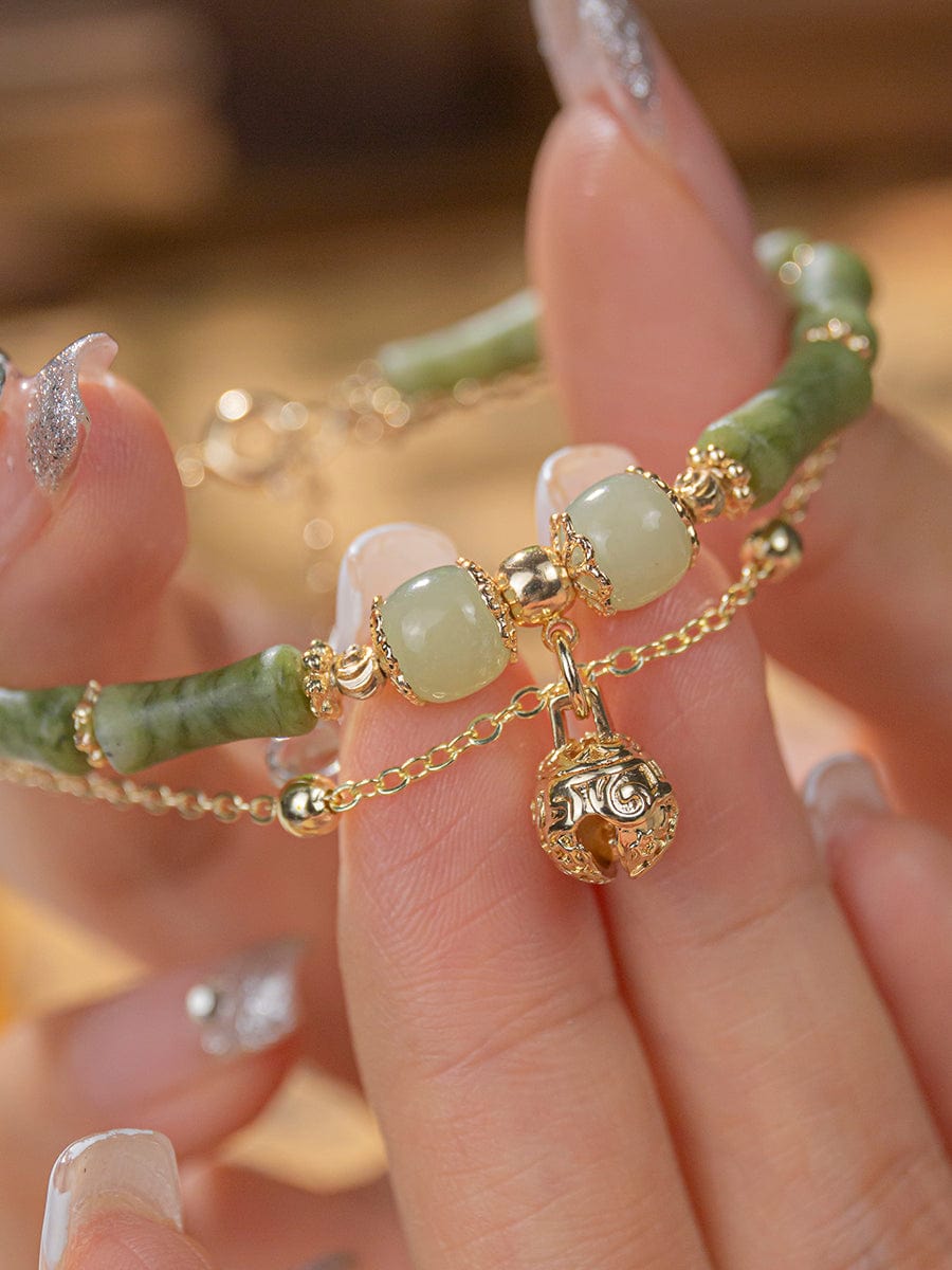 Natural Hotan Jade Bamboo Festival Bracelet - Dazora Jewels  - Dazora Jewels 