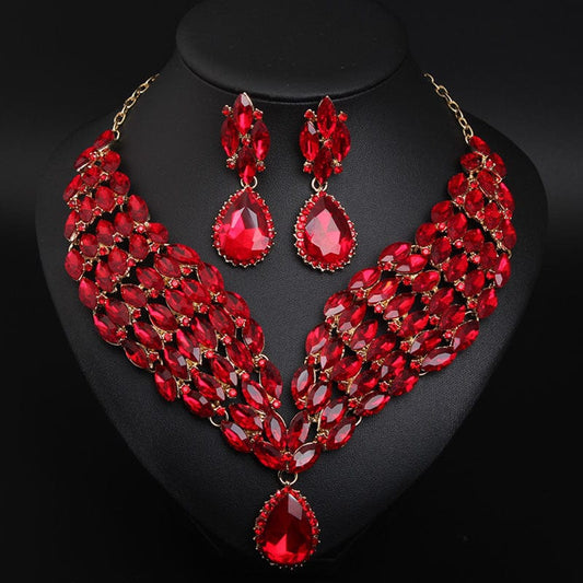 Crystal African Necklace Earring Set - Dazora Jewels  - Dazora Jewels 