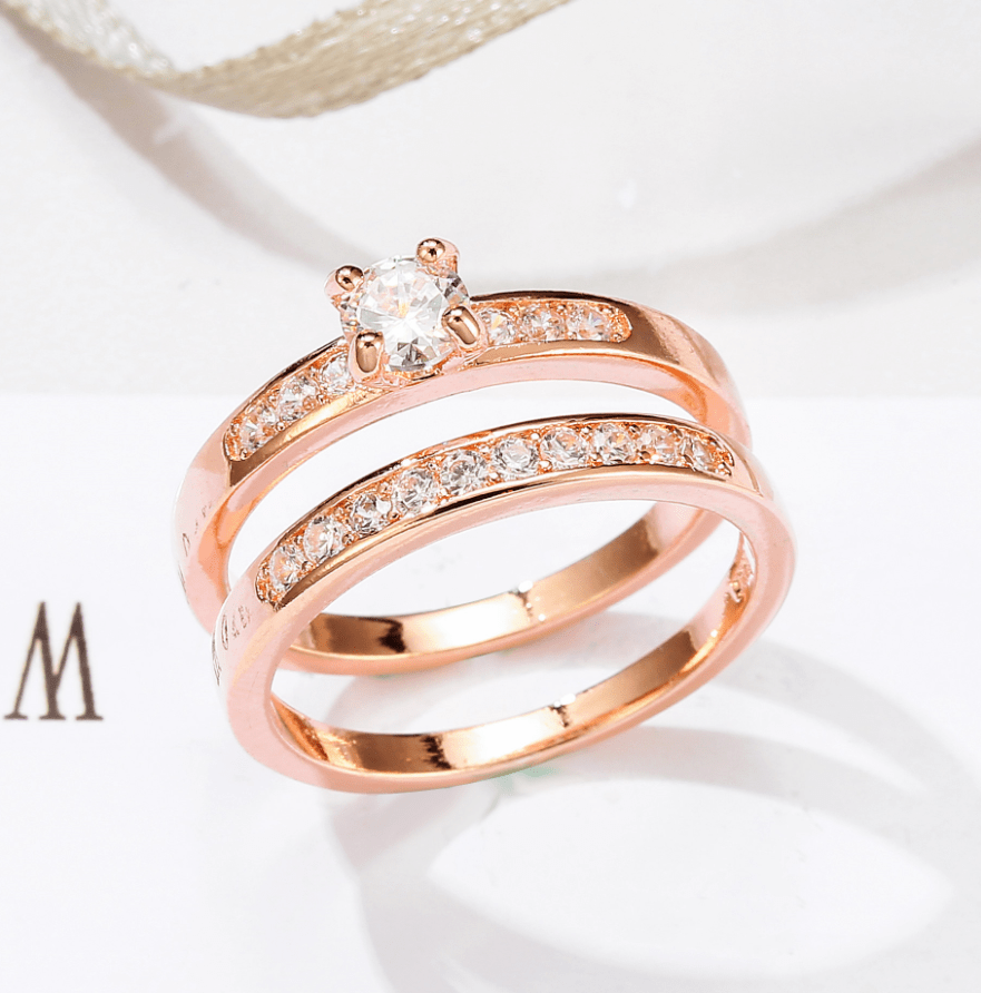 Rose gold ring with diamonds - Dazora Jewels  - Dazora Jewels 