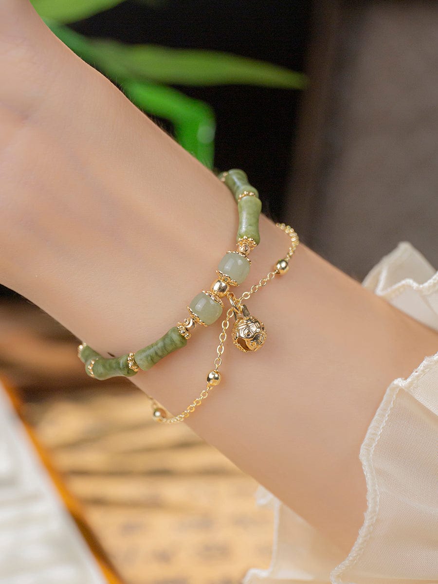 Natural Hotan Jade Bamboo Festival Bracelet - Dazora Jewels  - Dazora Jewels 