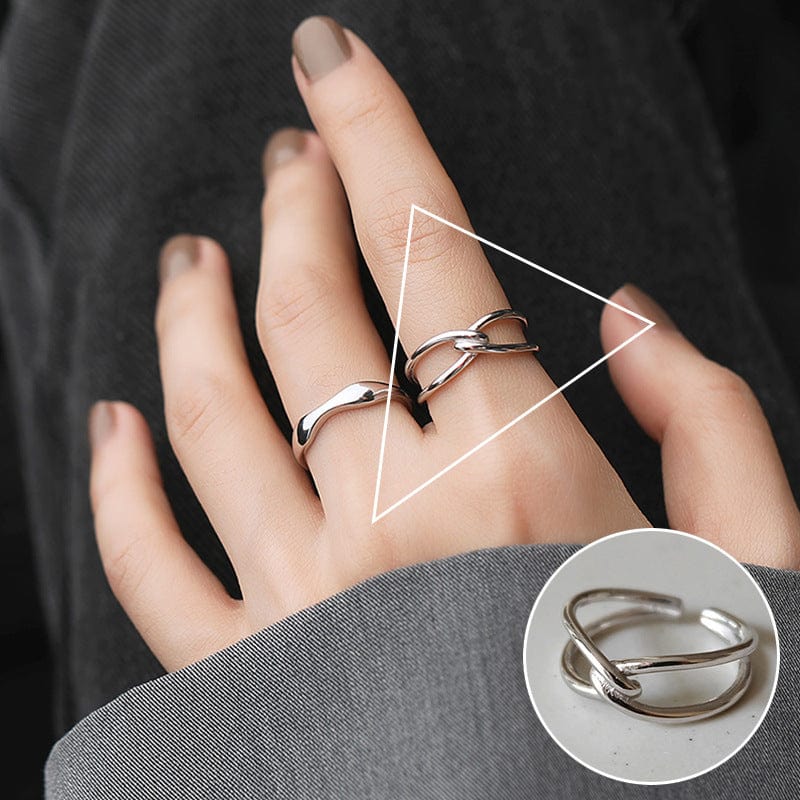 South Korea 925 Sterling Silver Open-end Personality Ring Female Ins Geometric - Dazora Jewels  - Dazora Jewels 