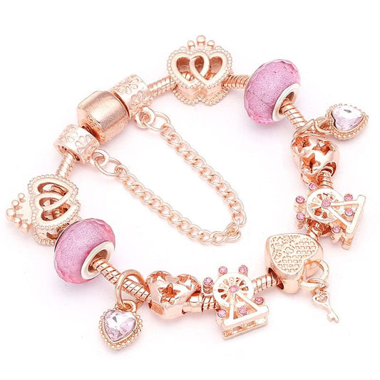 Exquisite ladies bracelet heart crown beaded jewelry - Dazora Jewels  - Dazora Jewels 