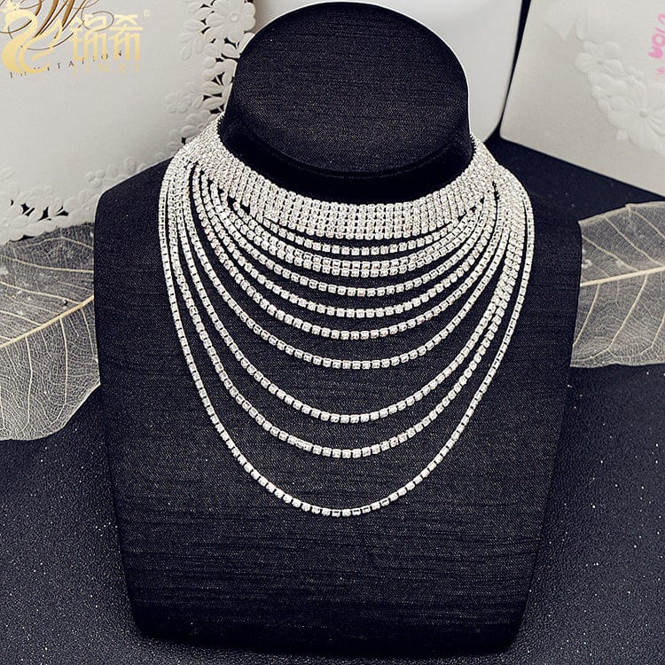 Rhinestone Tassel Chain Necklace Clavicle Chain Fashion - Dazora Jewels  - Dazora Jewels 