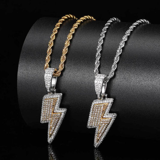 Hot Selling Lightning Hip Hop Pendant Micro-inlaid Zircon Hip Hop Fashion Trendy Hip Hop Jewelry - Dazora Jewels  - Dazora Jewels 