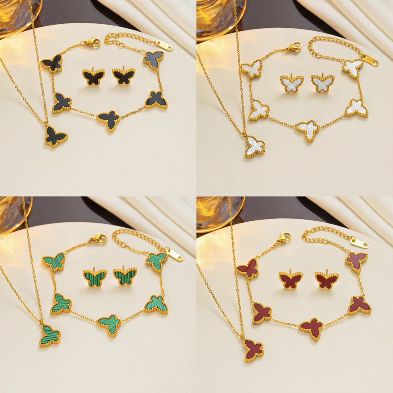 Simple Butterfly Ornament Three-piece Set - Dazora Jewels  - Dazora Jewels 