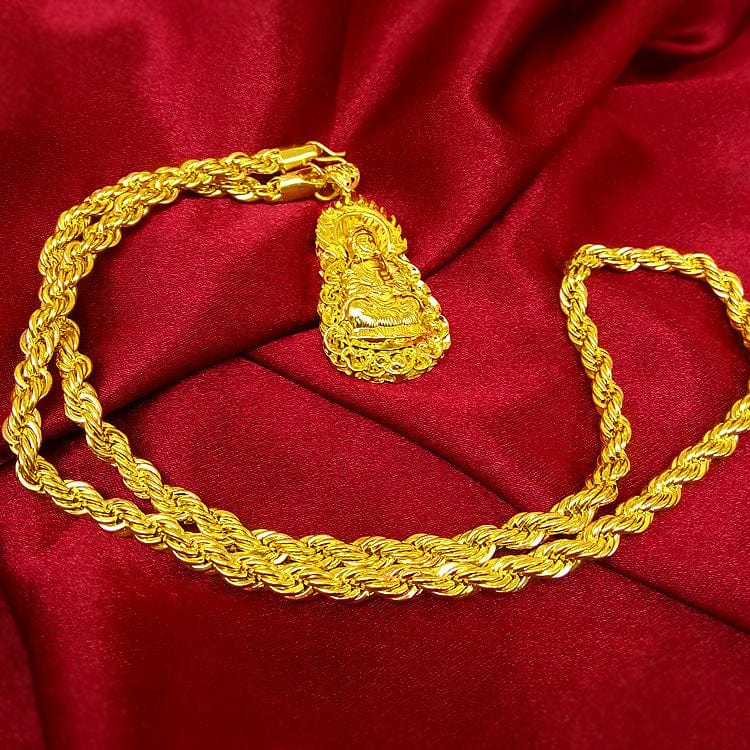 Hemp rope gold necklace - Dazora Jewels  - Dazora Jewels 