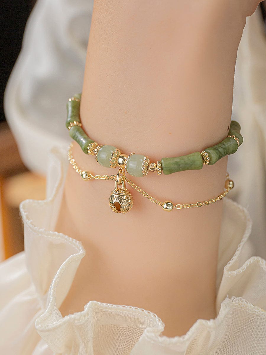 Natural Hotan Jade Bamboo Festival Bracelet - Dazora Jewels  - Dazora Jewels 