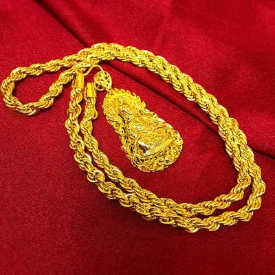 Hemp rope gold necklace - Dazora Jewels  - Dazora Jewels 