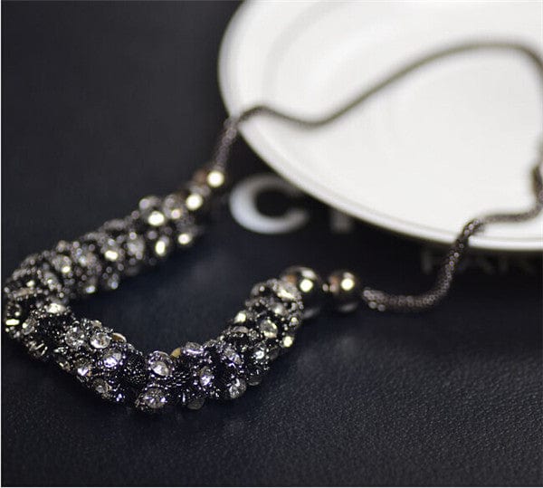 Black Round Sapphire and Blue Diamond Necklace - Dazora Jewels  - Dazora Jewels 