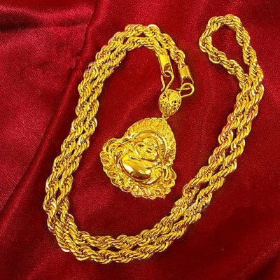 Hemp rope gold necklace - Dazora Jewels  - Dazora Jewels 