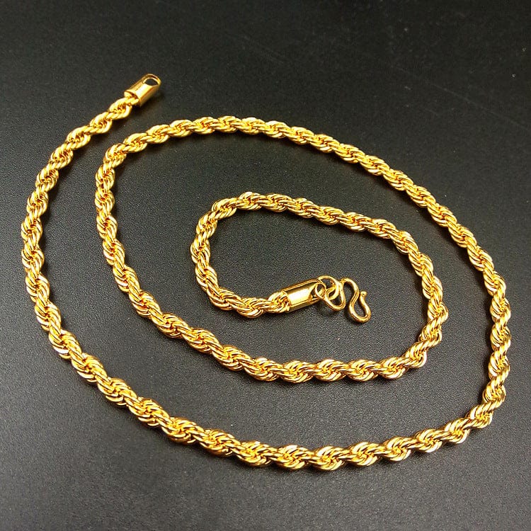 Hemp rope gold necklace - Dazora Jewels  - Dazora Jewels 