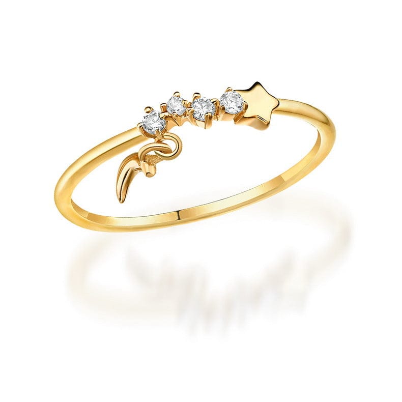 14K gold luxurious hand decoration, star moon ring, - Dazora Jewels  - Dazora Jewels 