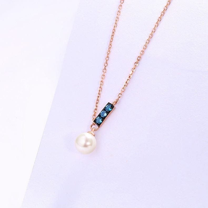 14K Rose Gold Jewelry New Korean Pearl Necklace Pendant all-match gold custom simple and elegant fashion wholesale - Dazora Jewels  - Dazora Jewels 