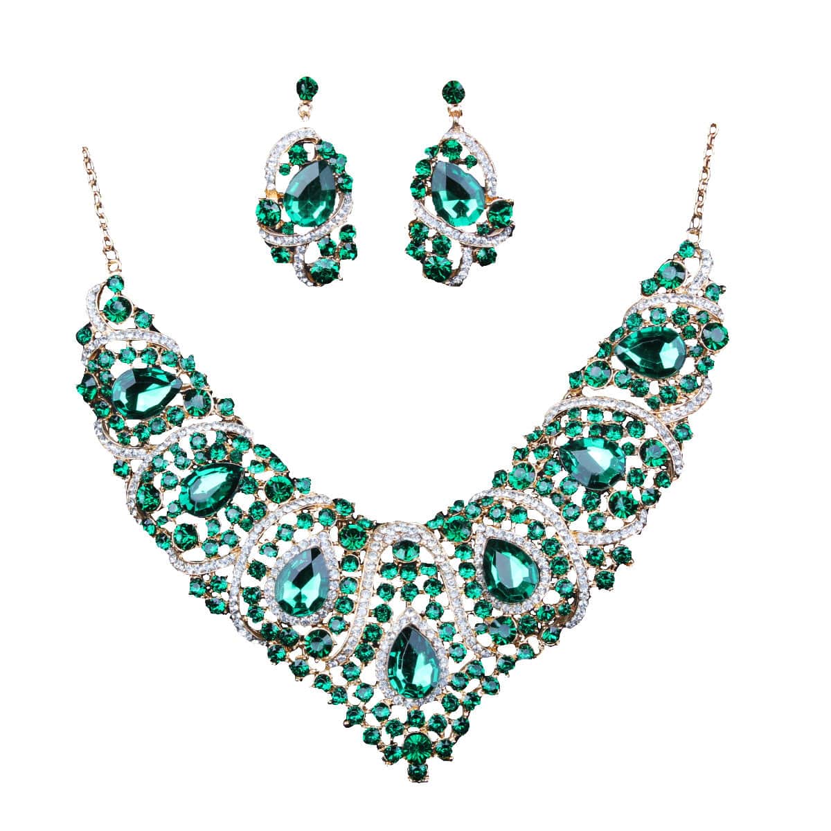 Colorful Bridal Necklace And Earring Set - Dazora Jewels  - Dazora Jewels 