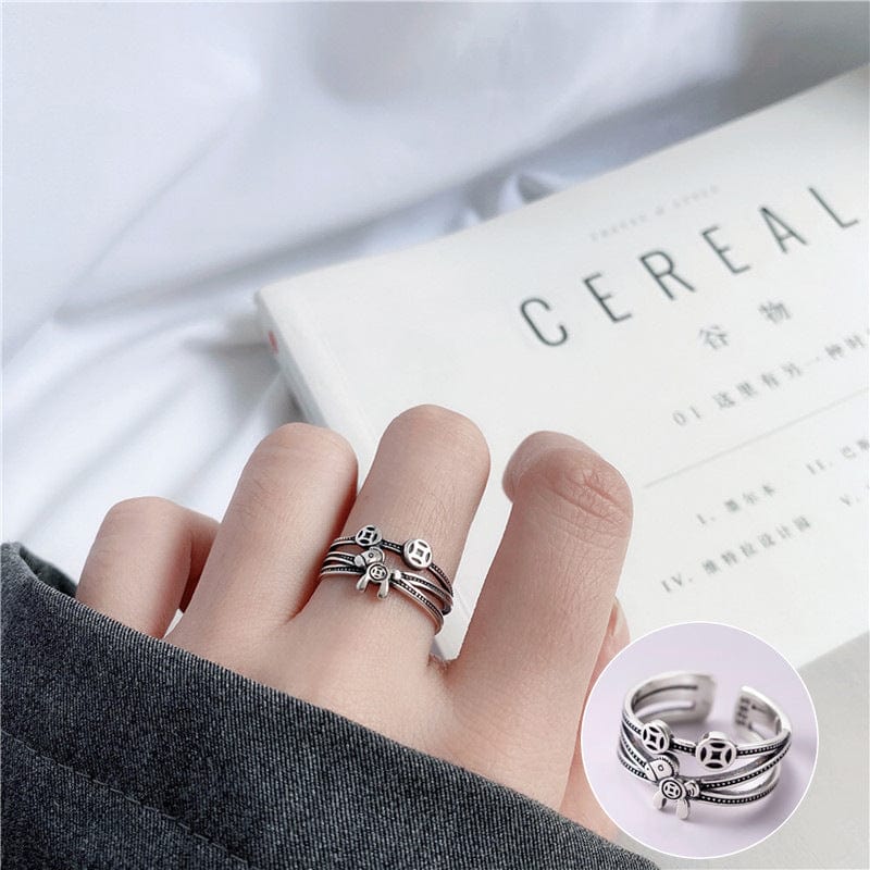 South Korea 925 Sterling Silver Open-end Personality Ring Female Ins Geometric - Dazora Jewels  - Dazora Jewels 