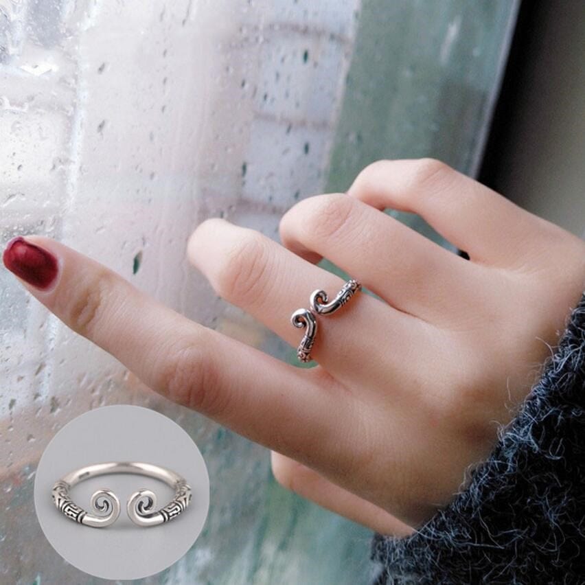 South Korea 925 Sterling Silver Open-end Personality Ring Female Ins Geometric - Dazora Jewels  - Dazora Jewels 