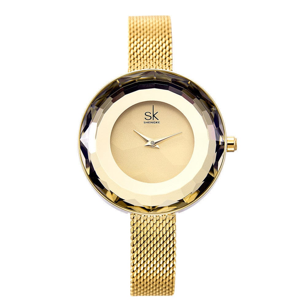 Lady's New Pattern Glass Simple Mesh Belt Quartz Watch - Dazora Jewels  - Dazora Jewels 