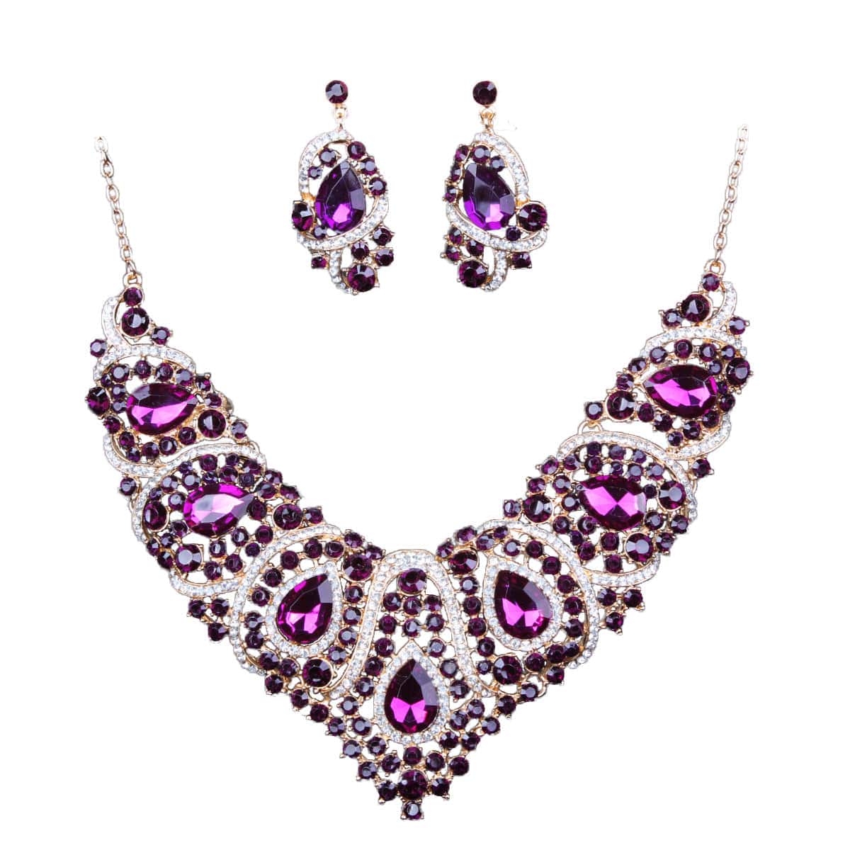 Colorful Bridal Necklace And Earring Set - Dazora Jewels  - Dazora Jewels 