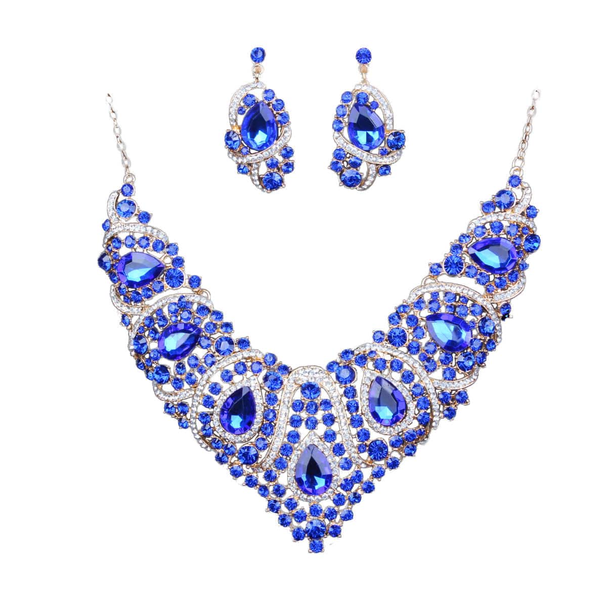 Colorful Bridal Necklace And Earring Set - Dazora Jewels  - Dazora Jewels 