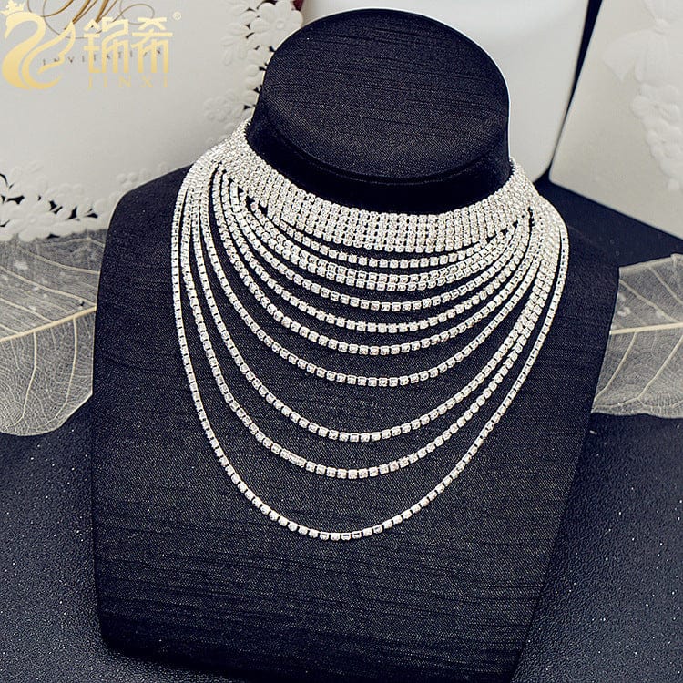 Rhinestone Tassel Chain Necklace Clavicle Chain Fashion - Dazora Jewels  - Dazora Jewels 