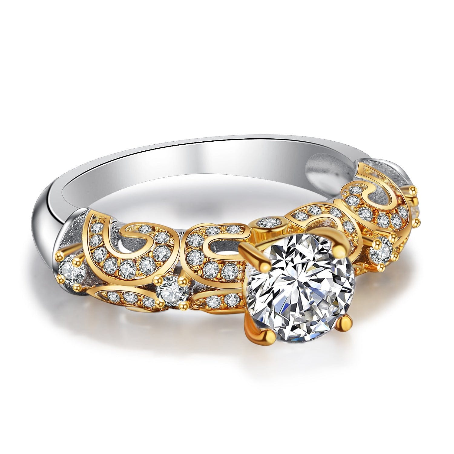 Four-claw inlay simulation diamond ring - Dazora Jewels  - Dazora Jewels 