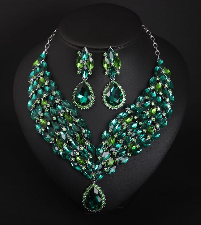 Crystal African Necklace Earring Set - Dazora Jewels  - Dazora Jewels 