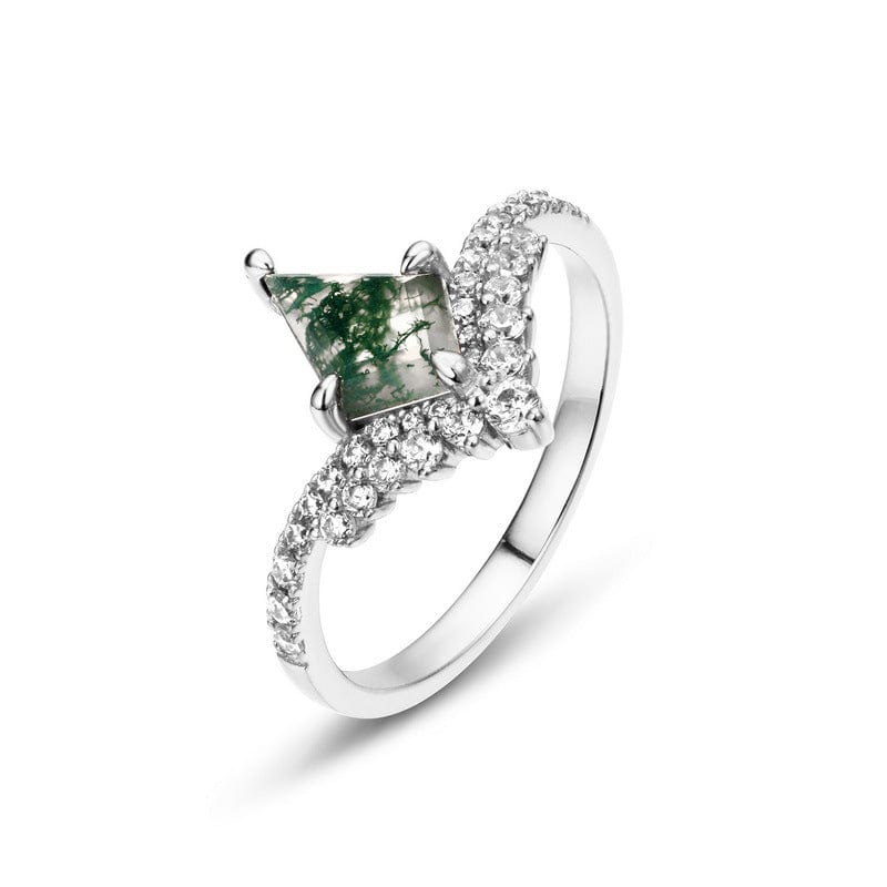 S925 Silver Green Moss Agate Ring - Dazora Jewels  - Dazora Jewels 