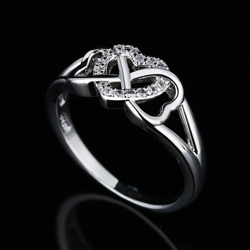 Women's Fashion Double Twisted Hollowed Heart Shape Ring - Dazora Jewels  - Dazora Jewels 