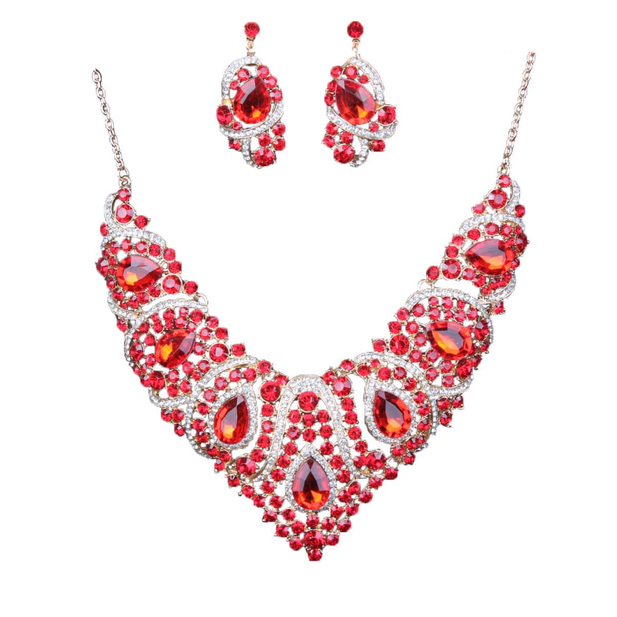 Colorful Bridal Necklace And Earring Set - Dazora Jewels  - Dazora Jewels 