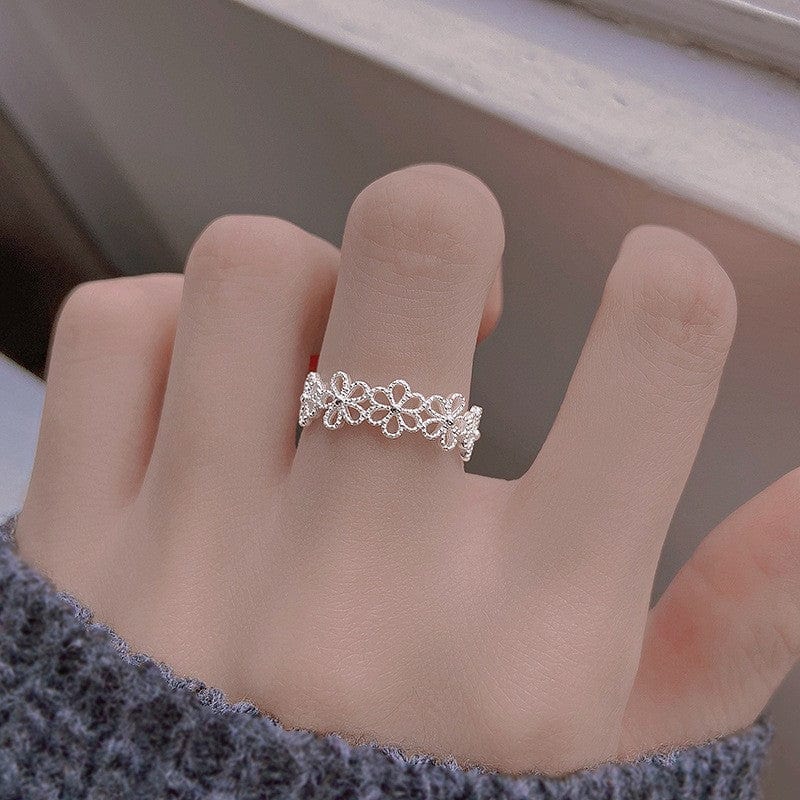 South Korea 925 Sterling Silver Open-end Personality Ring Female Ins Geometric - Dazora Jewels  - Dazora Jewels 