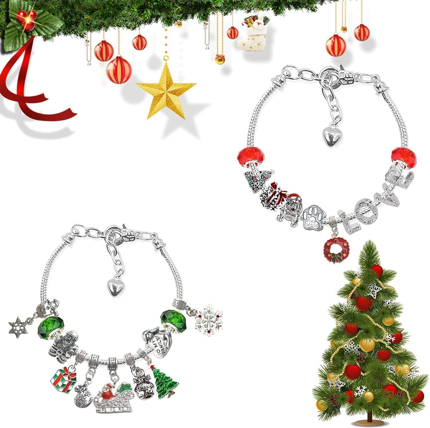 Christmas Advent 24 Countdown Calendar Gift Box Bracelet Set - Dazora Jewels  - Dazora Jewels 