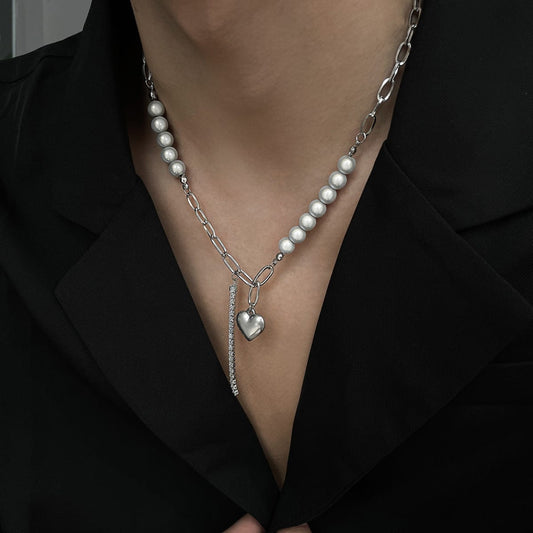 Luminous Pearl Heart Pendant Necklace Men's Fashion - Dazora Jewels  - Dazora Jewels 