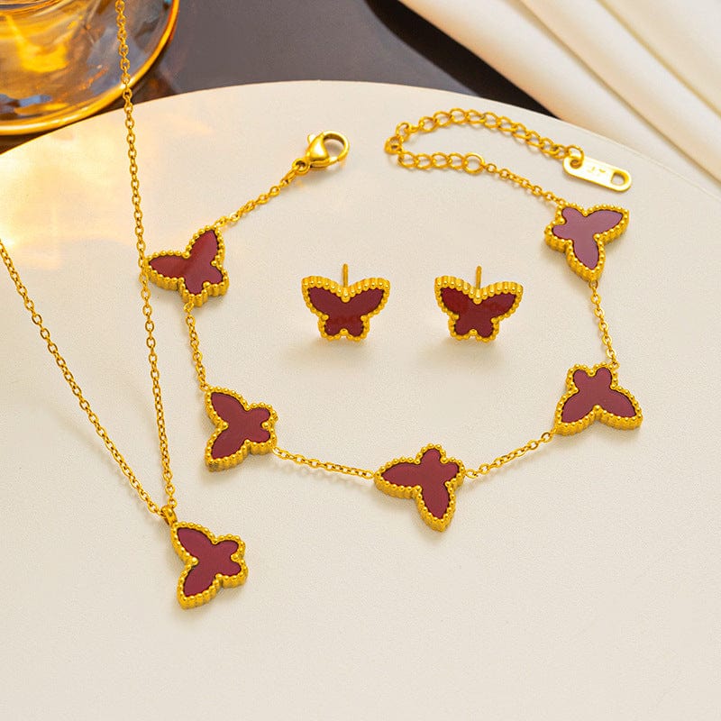 Simple Butterfly Ornament Three-piece Set - Dazora Jewels  - Dazora Jewels 