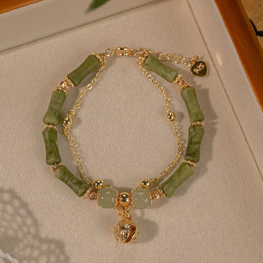 Natural Hotan Jade Bamboo Festival Bracelet - Dazora Jewels  - Dazora Jewels 