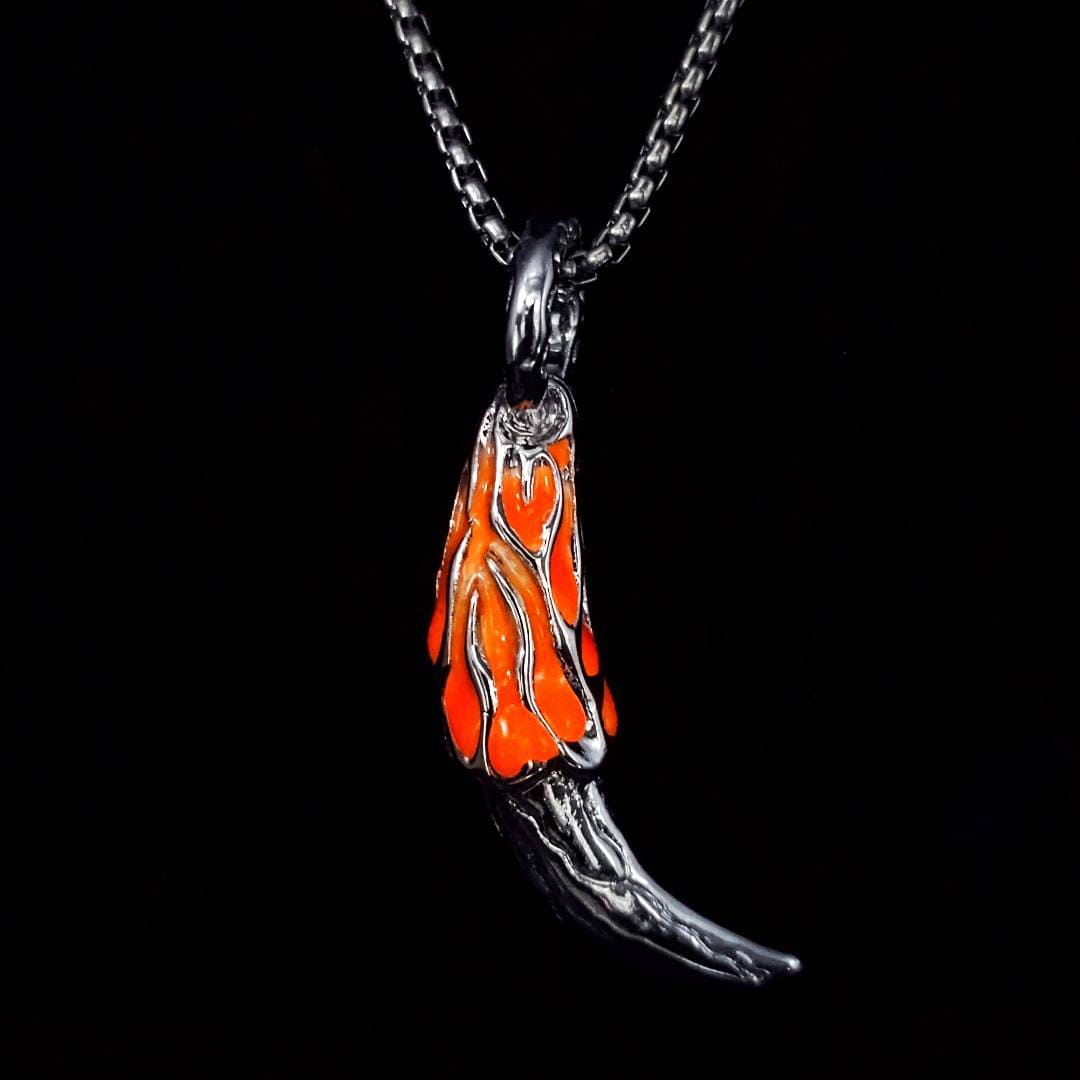 Men's Luminous Wolf Tooth Flame Pattern Pendant Necklace - Dazora Jewels  - Dazora Jewels 