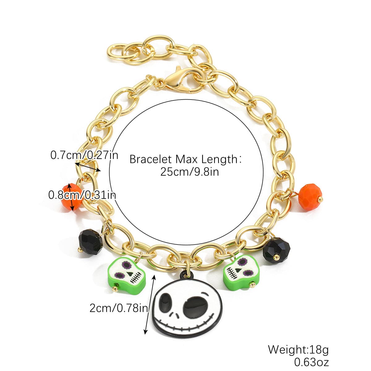 Yellow Red Pumpkin Skull Pendant Halloween Bracelet - Dazora Jewels  - Dazora Jewels 