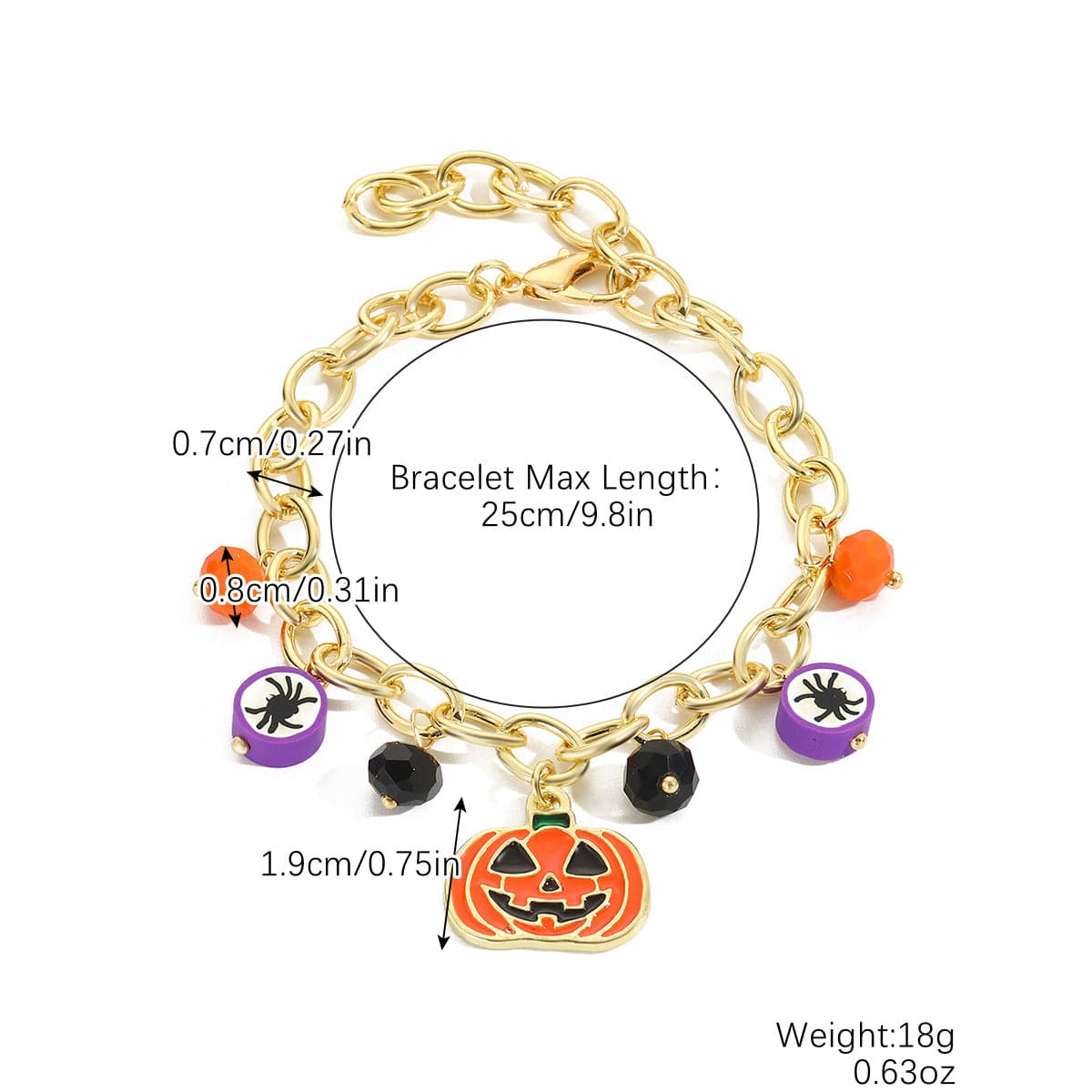 Yellow Red Pumpkin Skull Pendant Halloween Bracelet - Dazora Jewels  - Dazora Jewels 