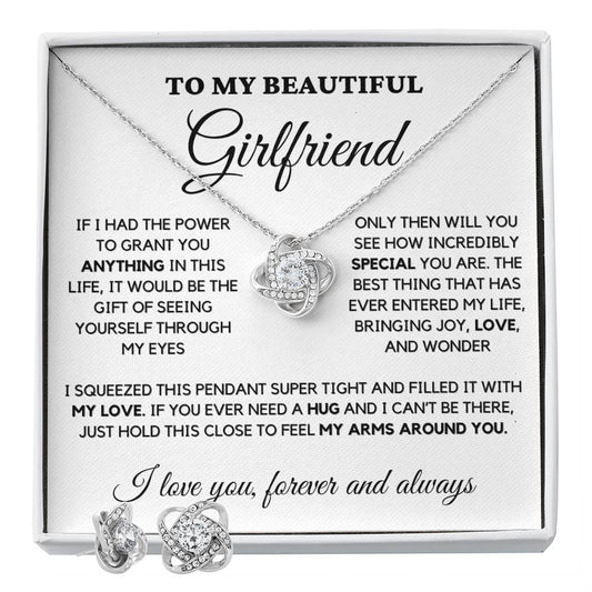 To My Beautiful Girlfriend - Love Knot Necklace & Earring set