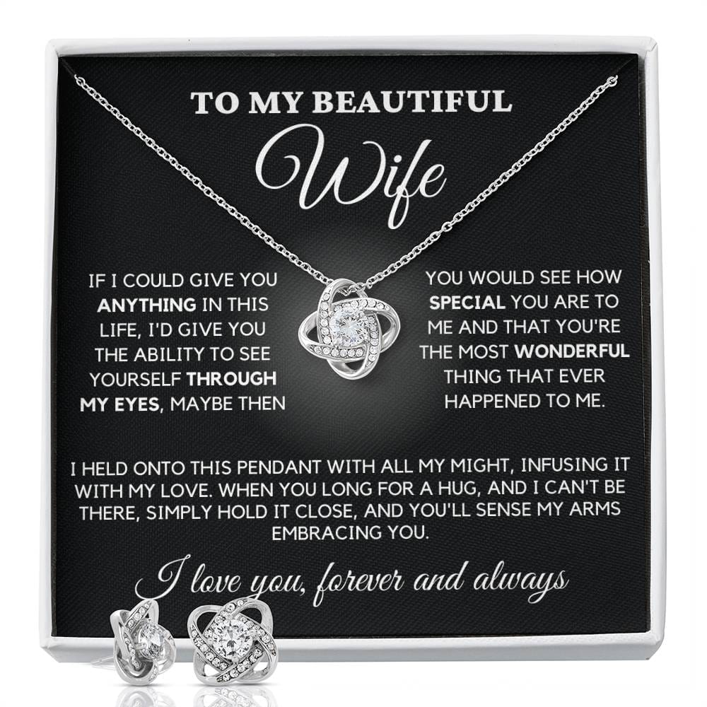 To My Beautiful Wife - Love Knot Earring & Necklace Set