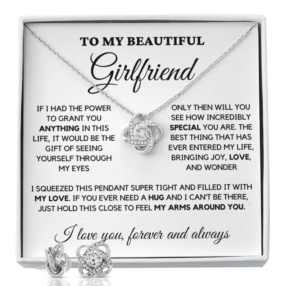 To My Beautiful Girlfriend - Love Knot Necklace & Earring set