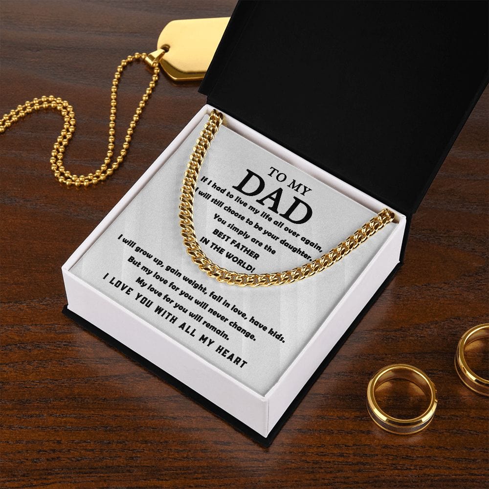 To Dad from Daughter Cuban Link Chain - Dazora Jewels  - Dazora Jewels 