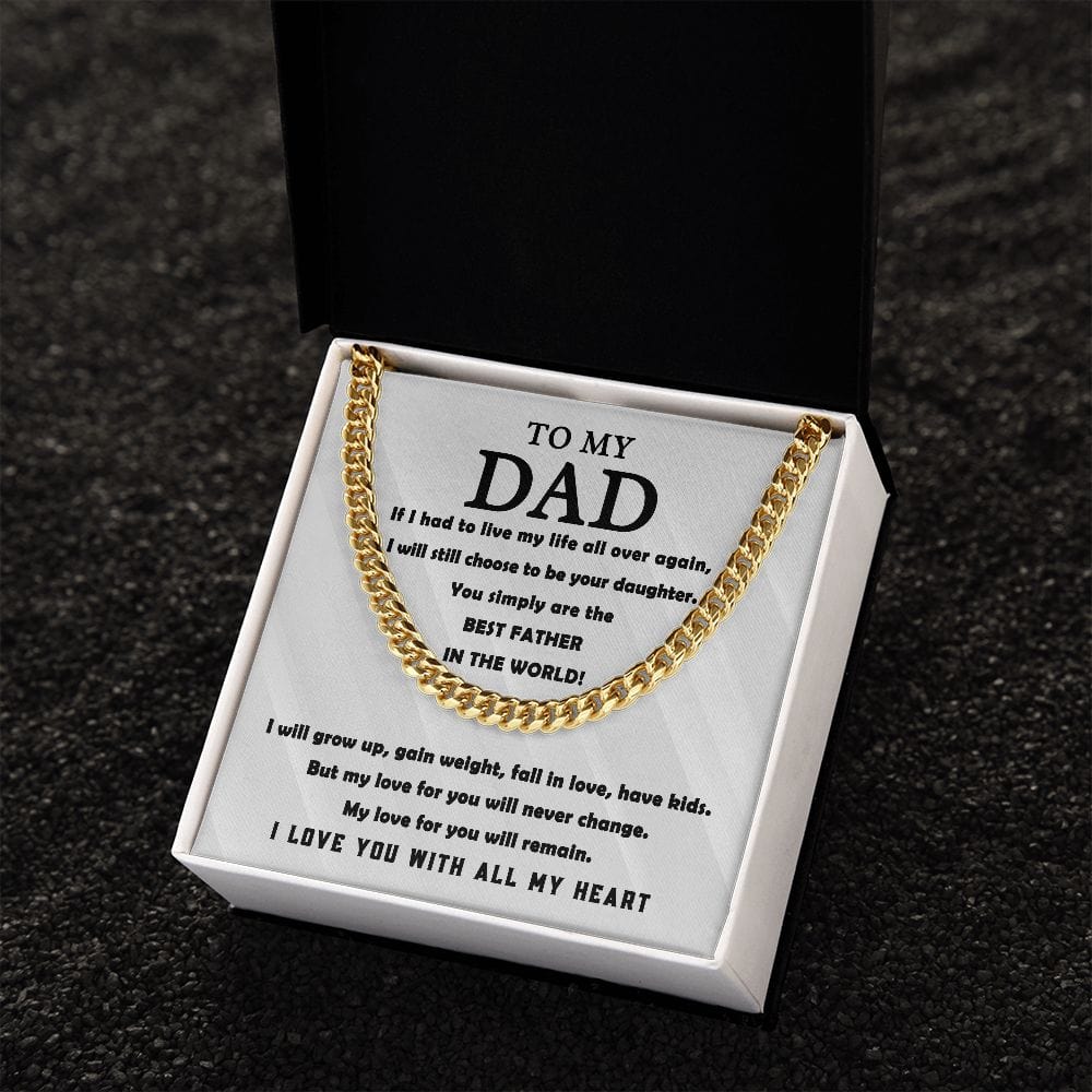 To Dad from Daughter Cuban Link Chain - Dazora Jewels  - Dazora Jewels 