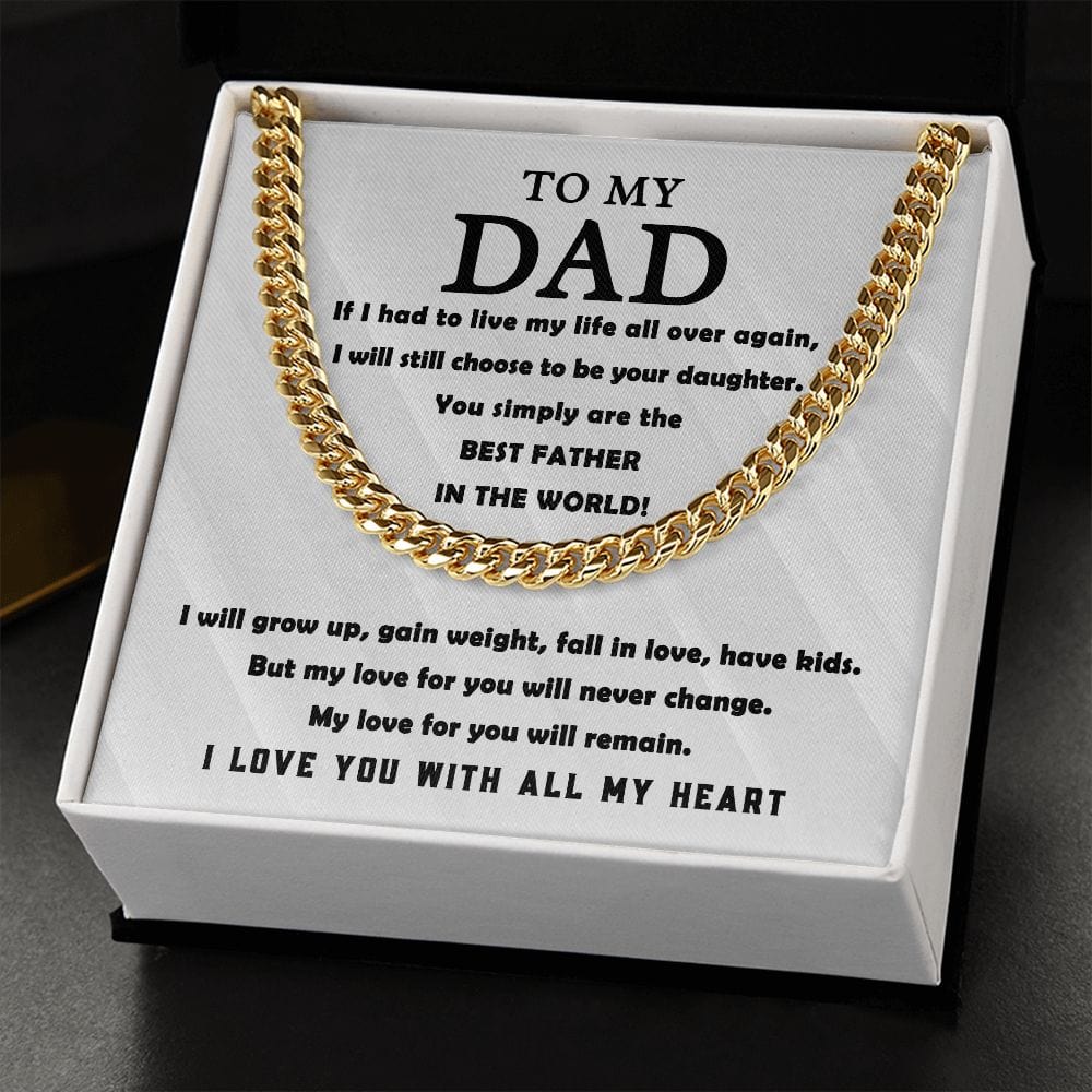 To Dad from Daughter Cuban Link Chain - Dazora Jewels  - Dazora Jewels 