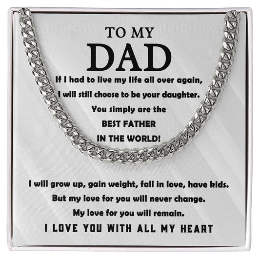 To Dad from Daughter Cuban Link Chain - Dazora Jewels  - Dazora Jewels 