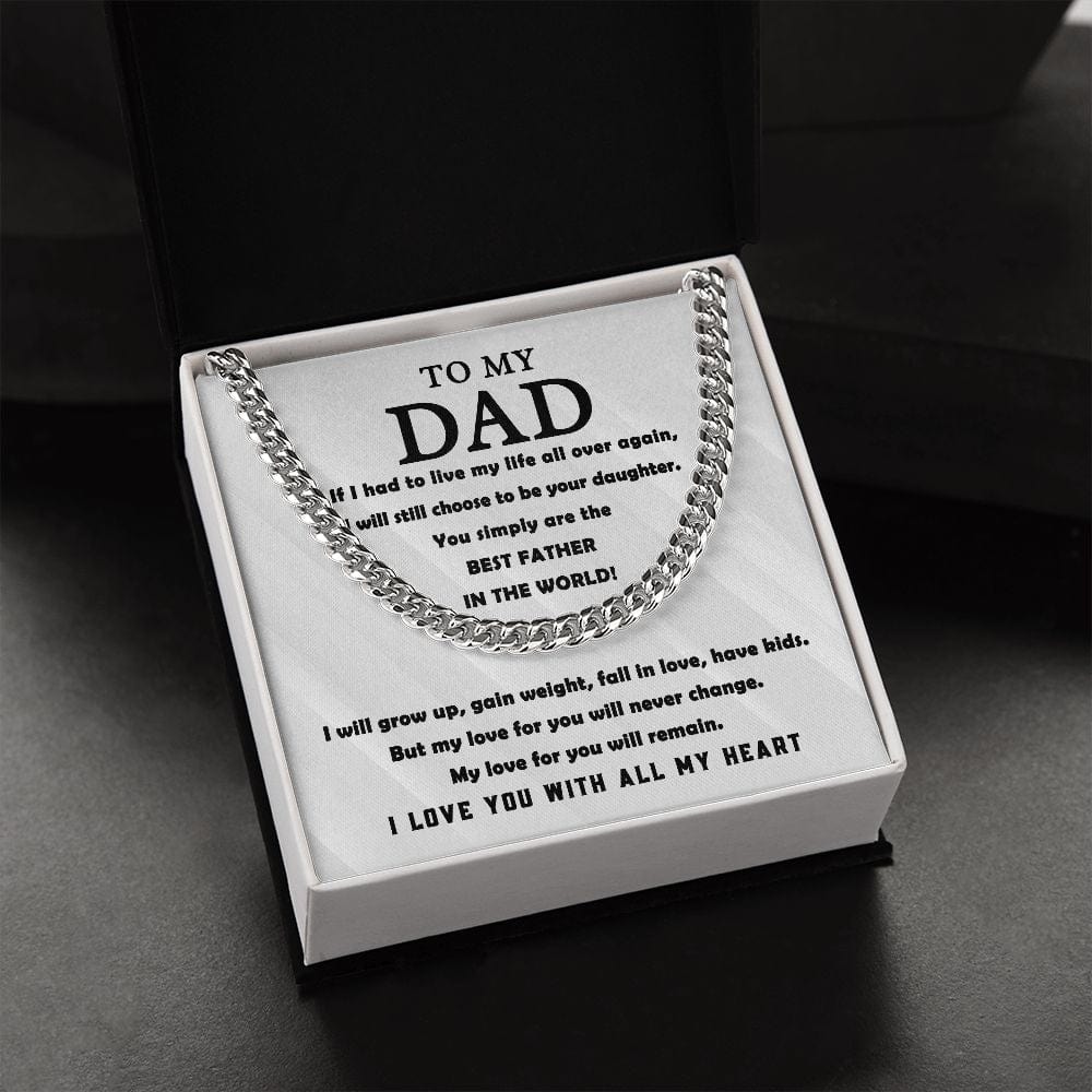 To Dad from Daughter Cuban Link Chain - Dazora Jewels  - Dazora Jewels 