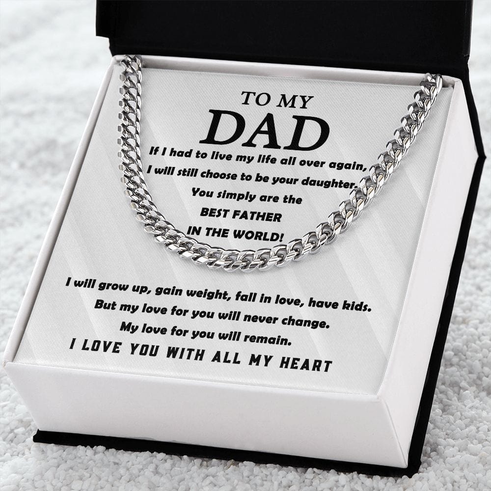 To Dad from Daughter Cuban Link Chain - Dazora Jewels  - Dazora Jewels 