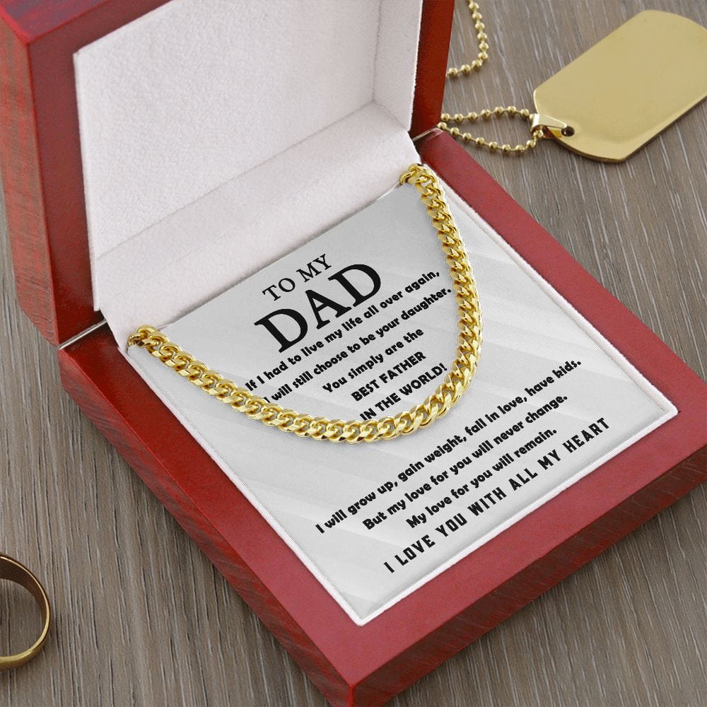 To Dad from Daughter Cuban Link Chain - Dazora Jewels  - Dazora Jewels 